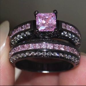 Pink & Black Bridal Set (cubic zirconia)